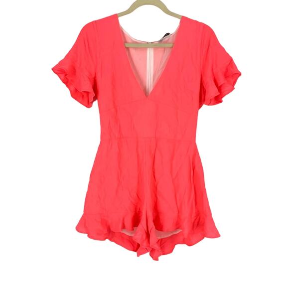 Women’s Hot Pink Romper V-Neck Small - Picture 1 of 7